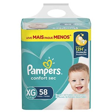 FRALDA PAMPERS CONFORT SEC BAG XG 54UN