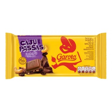 CHOCOLATE GAROTO CAJU E PASSAS 80GR