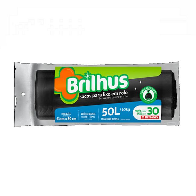 SACO LIXO BRILHUS ROLO 50L UN