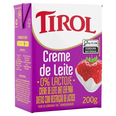 CREME DE LEITE TIROL ZERO LACTOSE TP 200